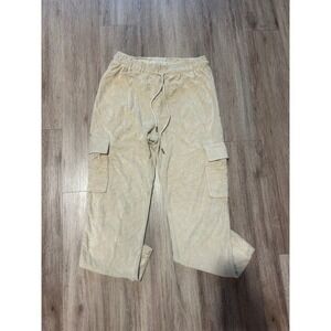 WAYF Terry Cloth Cargo Pants Drawstring Waist Casual Beige Size‎ M